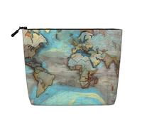 Sac de voyage à cosmétiques avec carte du monde de dessin animé, léger et durable, adapté pour un usage quotidien et les voyages d'affaires