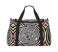 Sac de voyage à impression spirale illusion d'optique gif grande capacité sac fourre-tout élégant pour activités de plein air, noir, taille unique