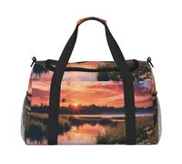 Sac de voyage à imprimé coucher de soleil rêveur pour homme et femme, sacs de voyage pliables et sac fourre-tout spacieux pour le rangement des articles de toilette, bagages, articles personnels, noir