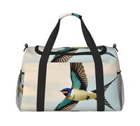 Sac de voyage à imprimé d'hirondelle glissante pour homme et femme, sacs de voyage pliables et sac fourre-tout spacieux pour le rangement d'articles de toilette, bagages, articles personnels, noir