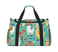 Sac de voyage à imprimé lama pour homme et femme, sac de voyage pliable et sac fourre-tout spacieux pour le rangement d'articles de toilette, bagages, articles personnels, noir, taille L, Noir , L