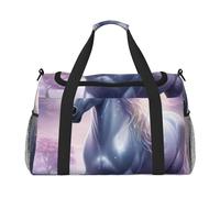 Sac de voyage à imprimé licorne mystique pour homme et femme, sac de voyage pliable et sac fourre-tout spacieux pour le rangement d'articles de toilette, bagages, articles personnels, noir, taille L