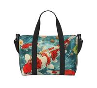 Sac de voyage à imprimé sushi japonais noir, léger, résistant à l'eau, sac de gym et de voyage spacieux pour hommes, femmes et adolescents, Jolis poissons koï japonais, Taille unique, Sac de voyage