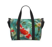 Sac de voyage à imprimé sushi japonais noir, léger, résistant à l'eau, sac de gym et de voyage spacieux pour hommes, femmes et adolescents, Joli poisson koi japonais, Taille unique, Sac de voyage
