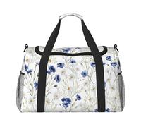 Sac de voyage à la main à motif de fleurs dessinées à la main - Grand sac fourre-tout réutilisable, parfait pour les activités de plein air, le sport, le camping et les courses, noir, One Size