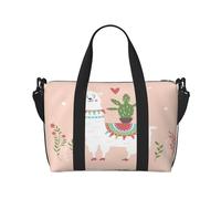 Sac de voyage à la main de 18 L, joli motif lama dessiné à la main, sac de voyage, sac fourre-tout pour homme et femme, Noir , Hand Travel Bag, Sac à vêtements de voyage
