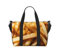 Sac de voyage à la main imprimé Fast Food, sac de sport, sac de nuit, sac de voyage de plage, sacs de week-end pour femmes et hommes, noir, taille unique, Noir/blanc, One Size