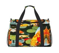 Sac de voyage à la main motif carpes koï japonais - Grand sac fourre-tout réutilisable, parfait pour les activités de plein air, le sport, le camping et les courses, noir, One Size