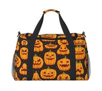 Sac de voyage à la main motif citrouille d'Halloween - Grand sac fourre-tout réutilisable, parfait pour les activités de plein air, le sport, le camping et les courses, noir, One Size