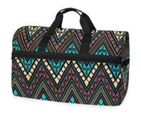 Sac de voyage à lignes horizontales en zigzag pour hommes, femmes, garçons, filles, adolescents, sac de sport surdimensionné avec compartiment à chaussures pour le week-end, le yoga, l'entraînement,