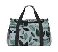 Sac de voyage à main à motif de feuilles gris menthe - Grand sac fourre-tout réutilisable, parfait pour les activités de plein air, le sport, le camping et les courses, noir, One Size