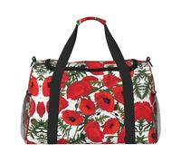 Sac de voyage à main à motif floral - Grand sac fourre-tout réutilisable, parfait pour les activités de plein air, le sport, le camping et les courses, noir, One Size
