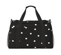 Sac de voyage à main à pois noir et blanc - Grand sac fourre-tout réutilisable, parfait pour les activités de plein air, le sport, le camping et les courses, noir, One Size