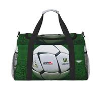 Sac de voyage à main avec ballon de football blanc - Grand sac fourre-tout réutilisable, parfait pour les activités de plein air, le sport, le camping et les courses, noir, taille unique, Noir