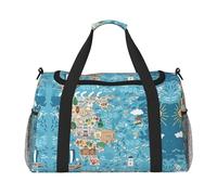Sac de voyage à main avec carte de la Grèce - Grand sac fourre-tout réutilisable, parfait pour les activités de plein air, le sport, le camping et les courses, noir, One Size