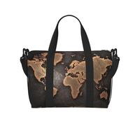 Sac de voyage à main avec carte du monde continents - Compagnon de voyage léger et polyvalent avec design spacieux, sac multi-usages, sac de bagage, sac de plage, sac de sport, sac de sport, Noir ,
