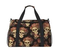 Sac de voyage à main avec imprimé tête de mort rose, idéal pour les voyages longue distance et un usage quotidien, Noir , Taille unique