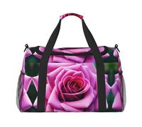 Sac de voyage à main avec motif de rose violette - Grand sac fourre-tout réutilisable, parfait pour les activités de plein air, le sport, le camping et les courses, noir, Taille unique
