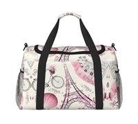 Sac de voyage à main avec motif Tour Eiffel de Paris - Grand sac isotherme écologique, idéal pour le camping, les courses, le sport, la gym et les aventures en plein air, noir, taille unique