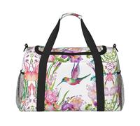 Sac de voyage à main avec oiseaux et fleurs - Grand sac fourre-tout réutilisable, parfait pour les activités de plein air, le sport, le camping et les courses, noir, One Size