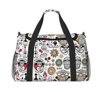 Sac de voyage à main avec symboles de salsa mexicaine - Grand sac de courses réutilisable, idéal pour le camping, le sport, la salle de sport et les activités de plein air, Noir , Taille unique