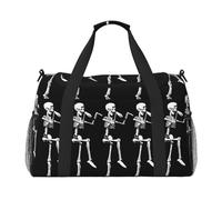 Sac de voyage à main avec tête de mort squelette pour Halloween - Grand sac fourre-tout réutilisable, parfait pour les activités de plein air, le sport, le camping et les courses, noir, One Size