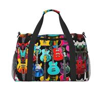 Sac de voyage à main coloré pour guitares - Grand sac fourre-tout réutilisable, parfait pour les activités de plein air, le sport, le camping et les courses, noir, One Size