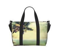 Sac de voyage à main de 18 L avec palmier et rivage rocheux pour homme et femme, Noir , Hand Travel Bag, Sac à vêtements de voyage