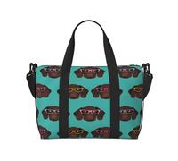 Sac de voyage à main de 18 L avec pointeur allemand à poils courts dans des lunettes, sac de voyage, sac fourre-tout pour homme et femme, Noir , Hand Travel Bag, Sac à vêtements de voyage