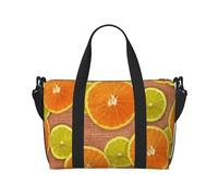 Sac de voyage à main de 18 L, motif citrons et oranges, sac de voyage, sac fourre-tout pour homme et femme, Noir , Hand Travel Bag, Sac à vêtements de voyage