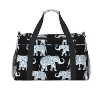 Sac de voyage à main éléphant - Grand sac fourre-tout réutilisable, parfait pour les activités de plein air, le sport, le camping et les courses, noir, One Size