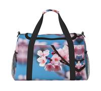Sac de voyage à main en fleurs de cerisier rose - Grand sac fourre-tout réutilisable, parfait pour les activités de plein air, le sport, le camping et les courses, noir, One Size