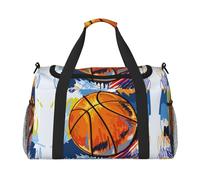 Sac de voyage à main imprimé de basket-ball coloré pour esquisses, effets personnels, sac de sport et de fitness, voyage longue distance, Noir , Taille unique