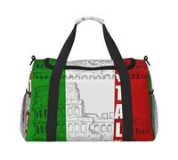 Sac de voyage à main imprimé drapeau italien Colisée romain, effets personnels, sac de sport et de fitness, voyage longue distance, Noir , Taille unique