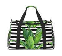 Sac de voyage à main imprimé feuilles de palmier vert idéal pour les voyages longue distance et un usage quotidien, Noir , Taille unique