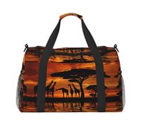 Sac de voyage à main imprimé girafe d'Afrique majestueux - Idéal pour les voyages longue distance et un usage quotidien, Noir , Taille unique