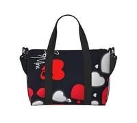 Sac de voyage à main imprimé Happy Valentine, sac de sport, sac de nuit, sac de plage, sac de week-end pour homme et femme, noir, taille unique, Noir/blanc, One Size