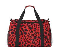 Sac de voyage à main imprimé léopard rouge, effets personnels, sac de sport et de fitness, voyage longue distance, Noir , Taille unique