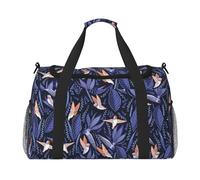 Sac de voyage à main imprimé oiseau bleu et orange, idéal pour les voyages longue distance et un usage quotidien, Noir , Taille unique
