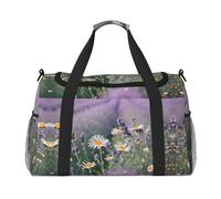 Sac de voyage à main Lavande et marguerites - Grand sac fourre-tout réutilisable, parfait pour les activités de plein air, le sport, le camping et les courses, noir, One Size