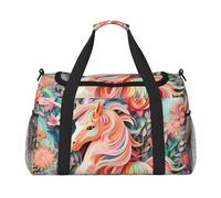 Sac de voyage à main licorne rose en papier découpé. Design tendance, grande capacité de stockage, adapté pour les voyages d'affaires et les voyages courts, noir, taille unique