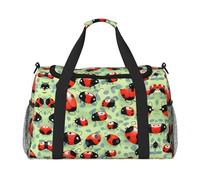 Sac de voyage à main motif coccinelles - Grand sac fourre-tout réutilisable, parfait pour les activités de plein air, le sport, le camping et les courses, noir, One Size
