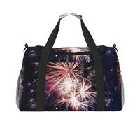 Sac de voyage à main motif feu d'artifice - Grand sac fourre-tout réutilisable, parfait pour les activités de plein air, le sport, le camping et les courses, noir, One Size