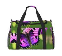 Sac de voyage à main motif papillon violet - Grand sac fourre-tout réutilisable, parfait pour les activités de plein air, le sport, le camping et les courses, noir, taille unique, Noir , Taille unique