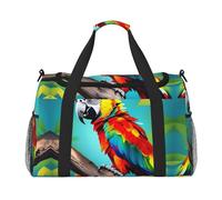 Sac de voyage à main motif perroquets sur un arbre - Grand sac fourre-tout réutilisable, parfait pour les activités de plein air, le sport, le camping et les courses, noir, One Size