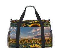 Sac de voyage à main motif tournesols - Grand sac fourre-tout réutilisable, parfait pour les activités de plein air, le sport, le camping et les courses, noir, One Size