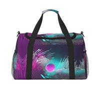 Sac de voyage à main motif vague musicale - Grand sac fourre-tout réutilisable, parfait pour les activités de plein air, le sport, le camping et les courses, noir, One Size
