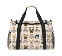 Sac de voyage à main pour chien français - Grand sac fourre-tout réutilisable, parfait pour les activités de plein air, le sport, le camping et les courses, noir, One Size