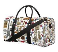 Sac de voyage à motif de France Paris pour femmes, hommes, filles, garçons, week-end, sac fourre-tout de 22,7 l, bagage cabine, sac pour sport, gym, yoga, couleur, 22.7L, Organiseur de sac