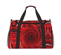 Sac de voyage à motif de vortex de fleurs rouges avec impression spirale, sac de week-end, sac de gym, sac de nuit, sac de voyage essentiel pour femmes et hommes, Noir , Taille unique